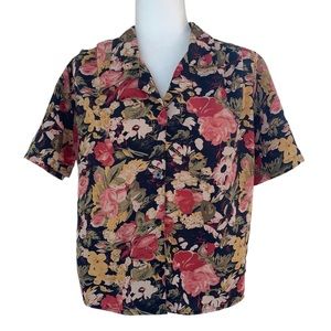 Vintage Truffles Floral Blouse Short Sleeve